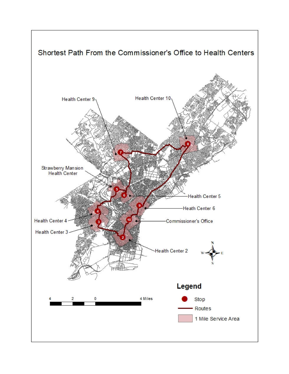 Shortest Path From the Commissioner’s Office to Health Centers